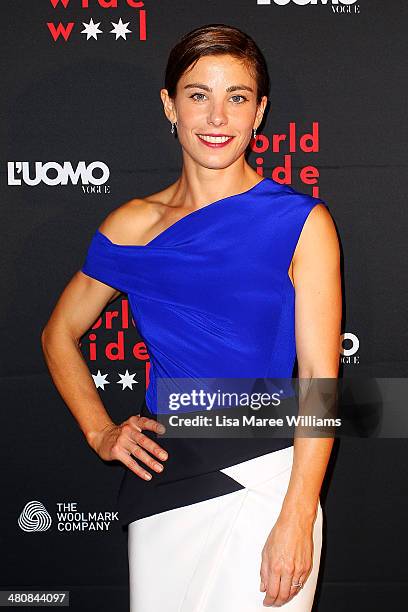 Brooke Satchwell arrives at the L'Uomo Vogue and Woolmark Company Gala and Exhibition to celebrate L'Uomo Vogue magazine's March Issue dedicated to...