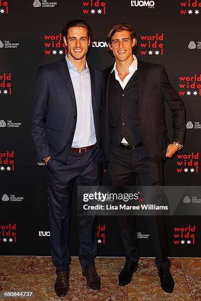 Zac Stenmark and Jordan Stenmark arrive at the L'Uomo Vogue and Woolmark Company Gala and Exhibition to celebrate L'Uomo Vogue magazine's March Issue...