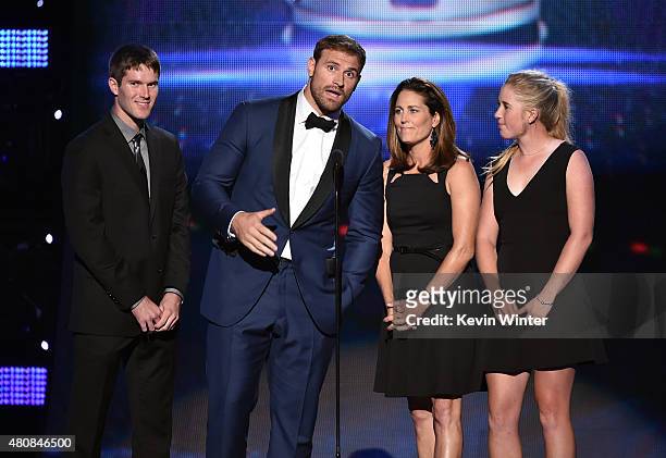 Capital One Cup Winner Mitchell Frank, NFL player Chris Long, former professional soccer player Julie Foudy and Capital One Cup Winner Casey...