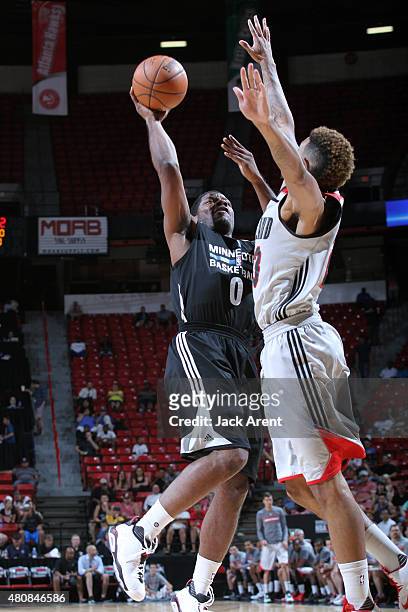 Othyus Jeffers of the Minnesota Timberwolves goes up for a shot against the Portland Trail Blazers on July 15, 2015 at the Thomas & Mack Center in...