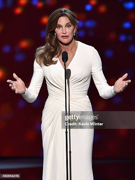 Honoree Caitlyn Jenner accepts the Arthur Ashe Courage Award onstage during The 2015 ESPYS at Microsoft Theater on July 15, 2015 in Los Angeles,...