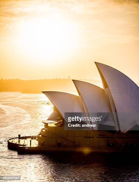 sydney opera house at sunrise - opera house sydney stock pictures, royalty-free photos & images