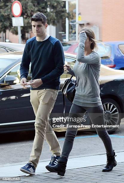 Real Madrid football player Alvaro Morata and his girlfriend Maria Pombo are seen on March 5, 2014 in Madrid, Spain.