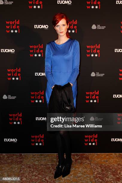 Alice Burdeu arrives at the L'Uomo Vogue and Woolmark Company Gala and Exhibition to celebrate L'Uomo Vogue magazine's March Issue dedicated to...