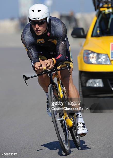 Gerald Ciolek of MTN-Qhubeka in action during stage seven of the 2014 Tirreno Adriatico, a 9.1 km individual time trial stage on March 18, 2014 in...