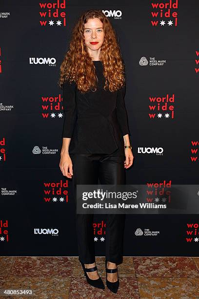 Bianca Spender arrives at the L'Uomo Vogue and Woolmark Company Gala and Exhibition to celebrate L'Uomo Vogue magazine's March Issue dedicated to...