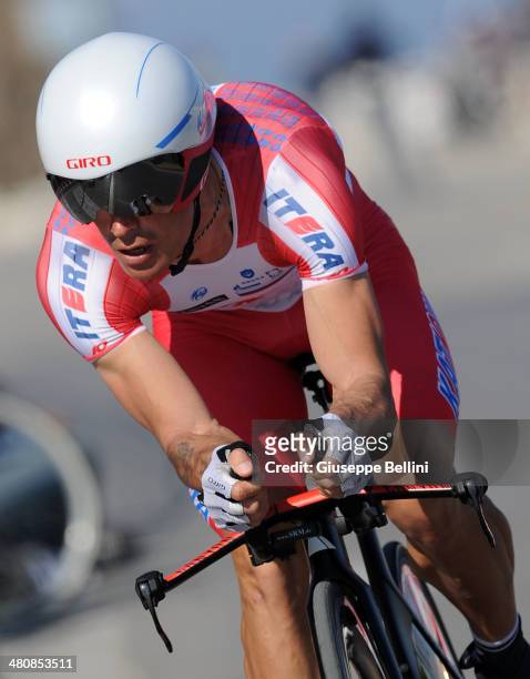 Alexandr Kolobnev of Team Katusha in action during stage seven of the 2014 Tirreno Adriatico, a 9.1 km individual time trial stage on March 18, 2014...