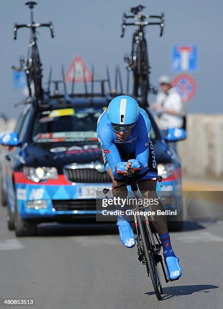 David Millar of Garmin Sharp in action during stage seven of the 2014 Tirreno Adriatico, a 9.1 km individual time trial stage on March 18, 2014 in...