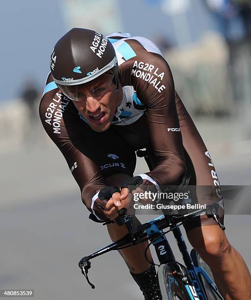 Damien Gaudin of AG2R La Mondiale in action during stage seven of the 2014 Tirreno Adriatico, a 9.1 km individual time trial stage on March 18, 2014...