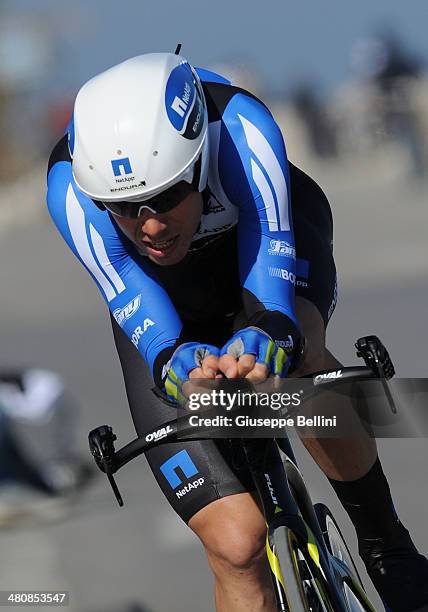 David De La Cruz Melgarejo of Team Netapp-Endura in action during stage seven of the 2014 Tirreno Adriatico, a 9.1 km individual time trial stage on...