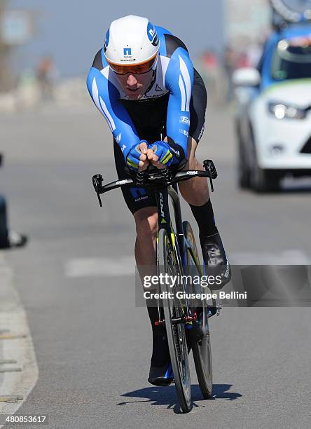 Zakkarl Dempster of Team Netapp-Endura in action during stage seven of the 2014 Tirreno Adriatico, a 9.1 km individual time trial stage on March 18,...