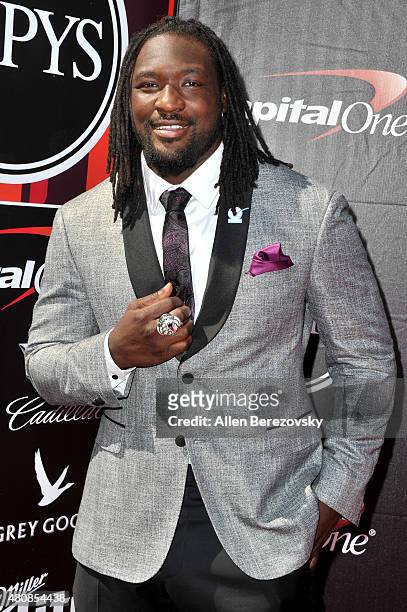 Player LeGarrette Blount arrives at the 2015 ESPYS at Microsoft Theater on July 15, 2015 in Los Angeles, California.