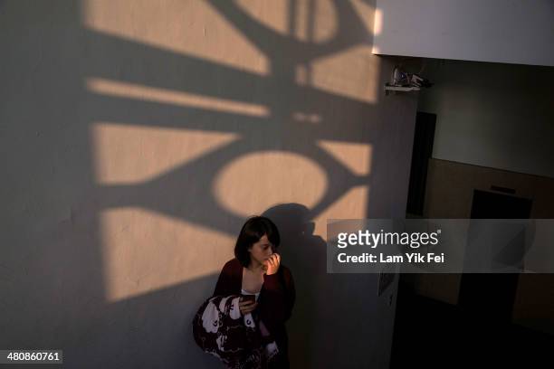 Student protester pictured during their occupation of the legislature, which has lasted for ten days on March 27, 2014 in Taipei, Taiwan. The...