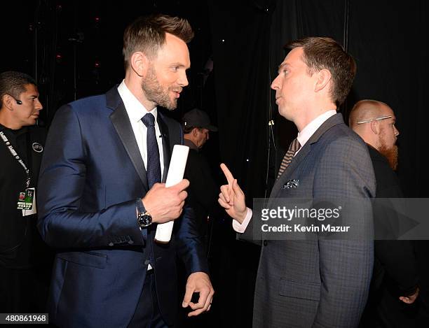 Actor Ed Helms and host Joel McHale attend The 2015 ESPYS at Microsoft Theater on July 15, 2015 in Los Angeles, California.