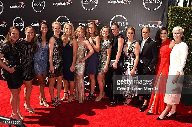 Professional soccer players Heather OReilly, Christine Rampone, Shannon Boxx, Becky Sauerbrunn, Julie Johnston, LoriChalupny, Whitney Engen, Amy...