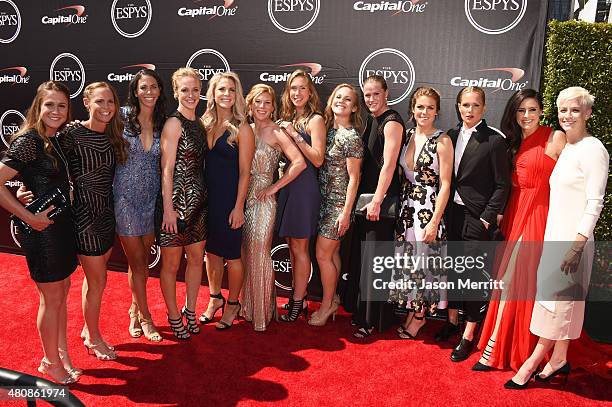 Professional soccer players Heather OReilly, Christine Rampone, Shannon Boxx, Becky Sauerbrunn, Julie Johnston, LoriChalupny, Whitney Engen, Amy...