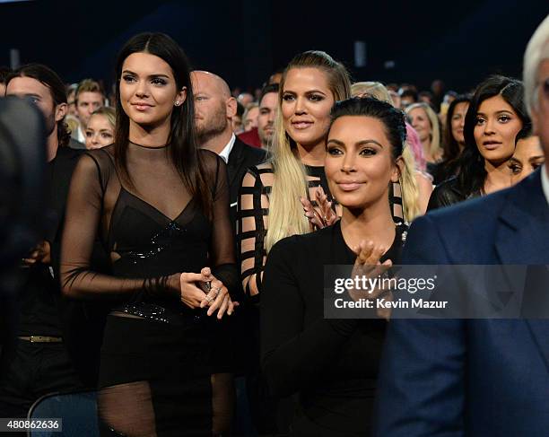 Model Kendall Jenner with TV Personalities Khloe Kardashian, Kim Kardashian and Kylie Jenner at The 2015 ESPYS at Microsoft Theater on July 15, 2015...