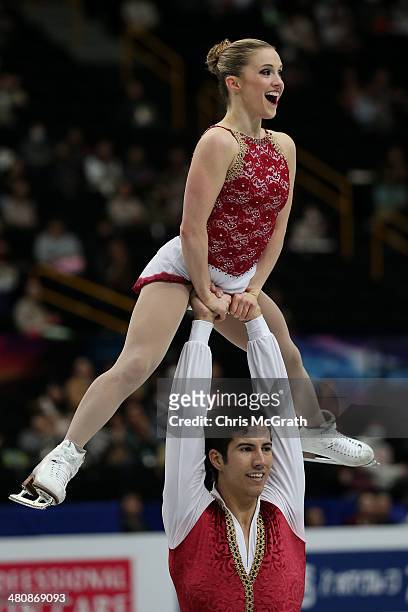 Paige Lawrence and Rudi Swiegers of Canada compete in the Pairs Free Program during ISU World Figure Skating Championships at Saitama Super Arena on...