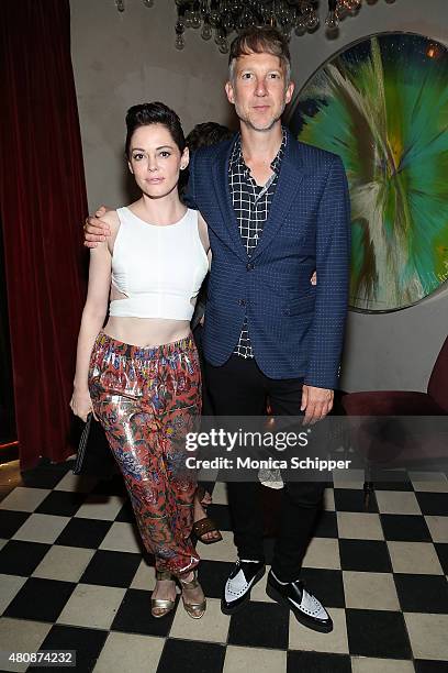 Actress Rose McGowan and Jefferson Hack attend the Michael Bastian + GMC Dinner during New York Fashion Week: Men's S/S 2016 on July 15, 2015 in New...