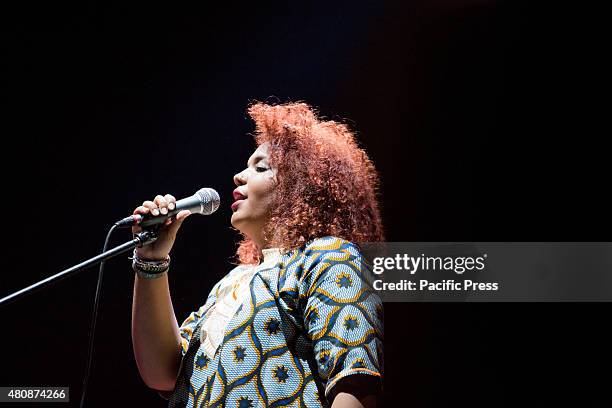 Baba Sissoko, African singer and musician, leader of African blues and ethno jazz, performs live on the stage at Villa Ada. His sounds and rhythms of...