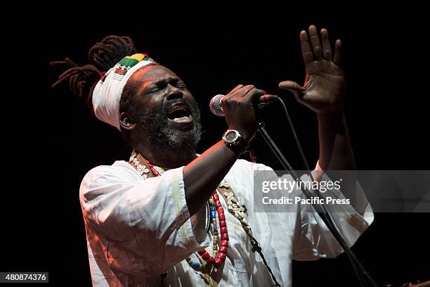 Baba Sissoko, African singer and musician, leader of African blues and ethno jazz, performs live on the stage at Villa Ada. His sounds and rhythms of...