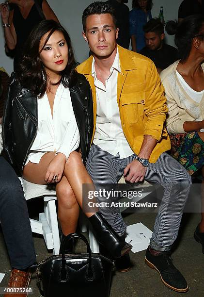 Ally Maki and Colton Haynes sit front row at Billy Reid - New York Fashion Week: Men's S/S 2016at Art Beam on July 15, 2015 in New York City.