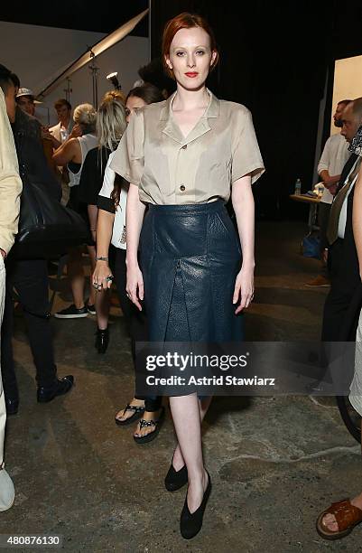 Model Karen Elson backstage at Billy Reid - New York Fashion Week: Men's S/S 2016at Art Beam on July 15, 2015 in New York City.