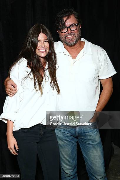 Fashion designer Billy Reid poses for photos with daughter Mattie Reid backstage at Billy Reid - New York Fashion Week: Men's S/S 2016at Art Beam on...