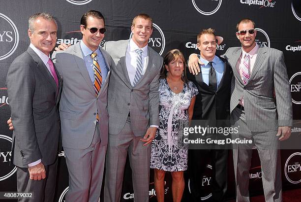 Player Rob Gronkowski and family arrive at The 2015 ESPYS at Microsoft Theater on July 15, 2015 in Los Angeles, California.