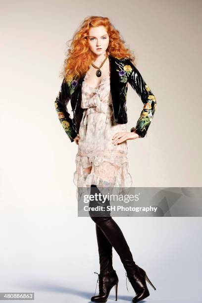 Fashion model Lily Cole is photographed for Vanidad magazine on September 7, 2010 in London, England.