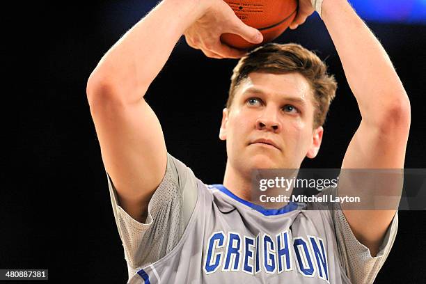 Grant Gibbs of the Creighton Bluejays takes a foul shot during the Big East Men's Basketball Tournament Final game against the Providence Friars on...