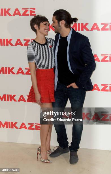 Actress Veronica Echegui and actor Alex Garcia attend 'Kamikaze' photocall at Hesperia hotel on March 27, 2014 in Madrid, Spain.