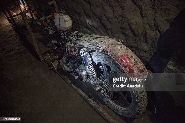 Inside view of the tunnel inside the house where used by Joaquin 'El Chapo' Guzman to escape from the Maximum Security Prison of El Altiplano last...