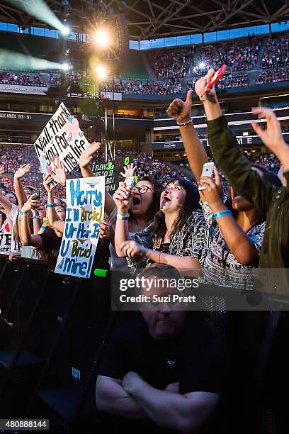 Fans at the One Direction at CenturyLink Field on July 15, 2015 in Seattle, Washington.