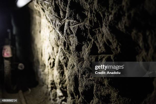 Inside view of the tunnel inside the house where used by Joaquin 'El Chapo' Guzman to escape from the Maximum Security Prison of El Altiplano last...