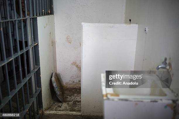 Detail of the cell where Joaquin 'El Chapo' Guzman escaped in the Maximum Security Prison of El Altiplano last Sunday, in Almoloya de Juarez, Mexico...