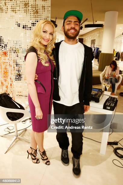 Elna-Margret zu Bentheim und Steinfurt and Noah Becker attend the Basler Fashion Lounge at Basler showroom on March 27, 2014 in Dusseldorf, Germany.