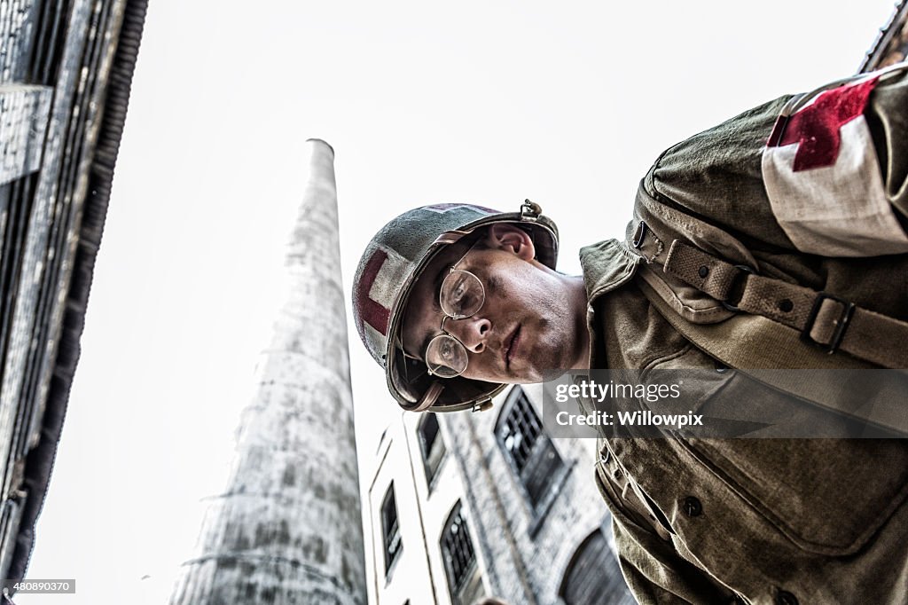 Helpless World War Two US Army Military Combat Medic