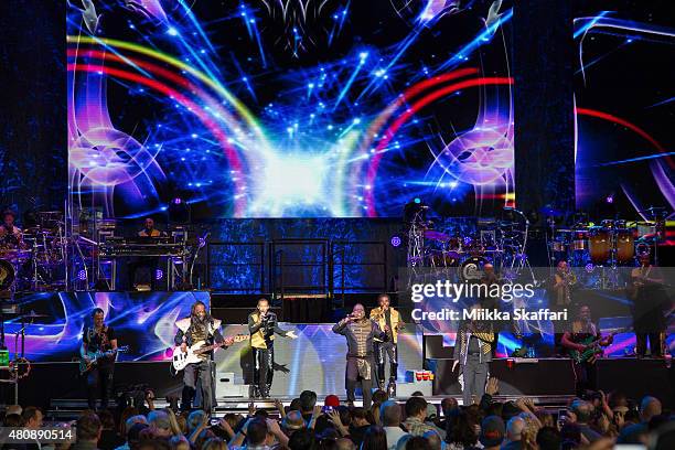 Chicago and Earth, Wind & Fireperform at Concord Pavilion on July 15, 2015 in Concord, California.