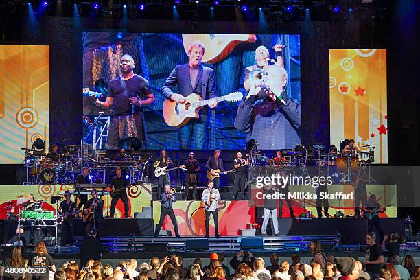 Chicago and Earth, Wind & Fireperform at Concord Pavilion on July 15, 2015 in Concord, California.