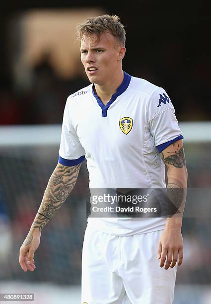 Lee Erwin of Leeds United looks on during the pre season friendly match between York City and Leeds United at Bootham Crescent on July 15, 2015 in...