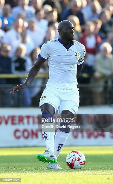 Sol Bamba of Leeds United looks on during the pre season friendly match between York City and Leeds United at Bootham Crescent on July 15, 2015 in...