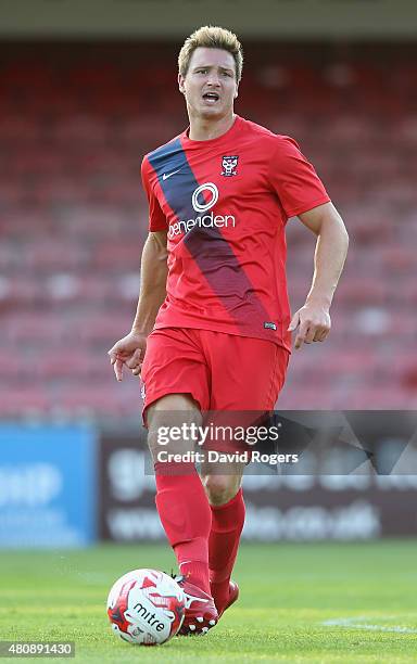 Dave Winfield of York City passes the ball during the pre season friendly match between York City and Leeds United at Bootham Crescent on July 15,...