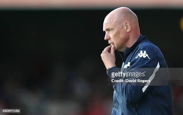 Uwe Rosler, the Leeds United manager looks on during the pre season friendly match between York City and Leeds United at Bootham Crescent on July 15,...