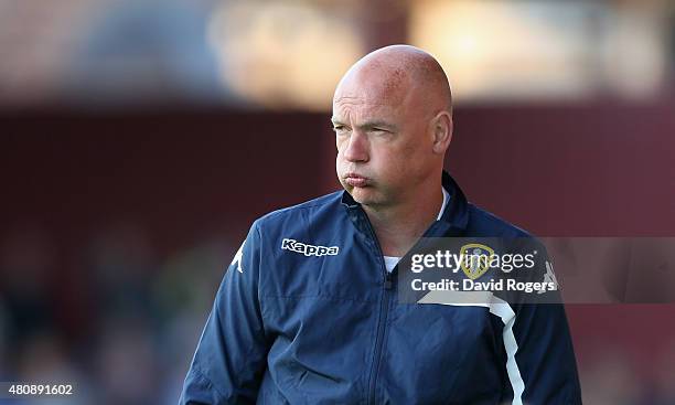 Uwe Rosler, the Leeds United manager looks on during the pre season friendly match between York City and Leeds United at Bootham Crescent on July 15,...