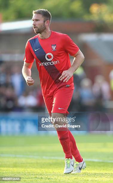 John McCombe of York City looks on during the pre season friendly match between York City and Leeds United at Bootham Crescent on July 15, 2015 in...