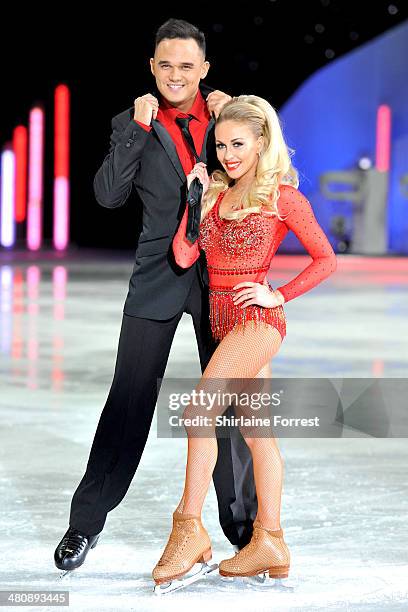 Gareth Gates and Brianne Delcourt attend a photocall to launch the final tour of Torvill & Dean's Dancing On Ice at Phones 4 U Arena on March 27,...