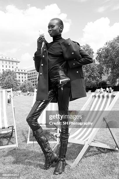 Fashion model Alek Wek is photographed for I-D magazine on April 7, 2008 in London, England.