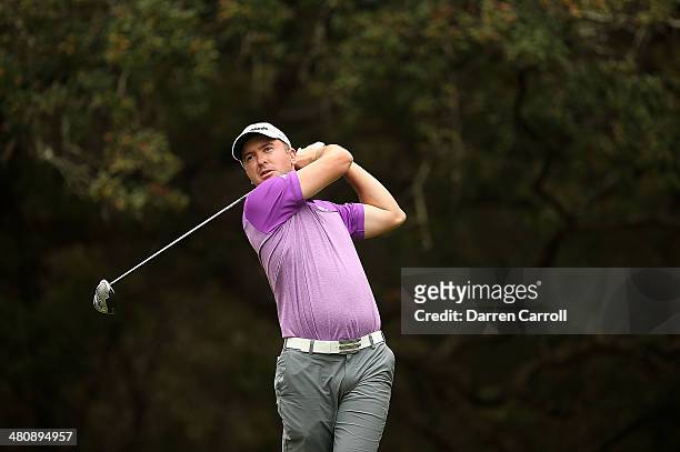 Phil Martin Laird tees off on the 14th during Round One of the Valero Texas Open at the AT&T Oaks Course on March 27, 2014 in San Antonio, Texas.