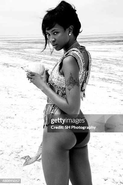 Fashion model Naomi Campbell is photographed for I-d magazine on October 23, 2007 in Mombasa, Kenya.